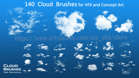 140 Cloud Brushes for Photoshop and Procreate