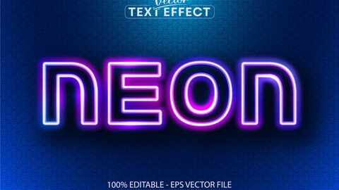 Neon text, neon style editable text effect