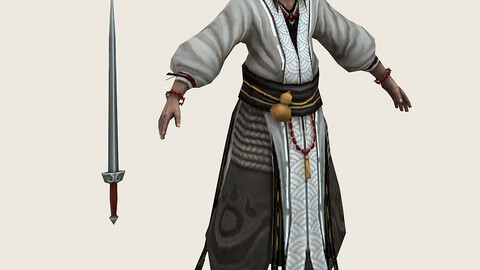 Low poly 3D characters - White priest