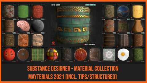 Substance Designer - 31 Stylized/Handpainted Materials Package (Mayterials 2021)