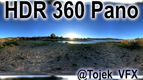 HDR 360 Panorama - Big Bear Lake CA - 126 Big Bear Frontier Beach lake and sunset