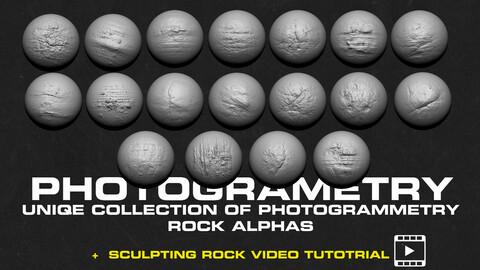 80 Rocks | cliffs photo scaned Alphas +  Sculpting rock Video Tutorial