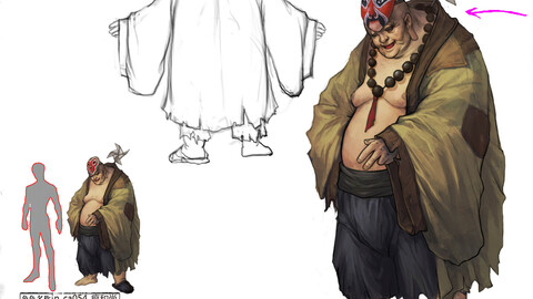 Low poly 3D characters - crazy monk