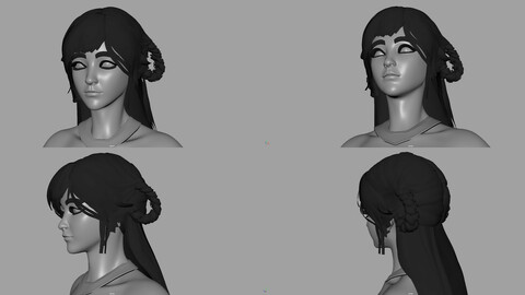 Ancient long-haired girl head model