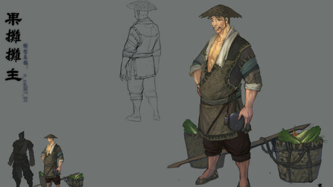 Low poly 3D characters - Vegetable stall