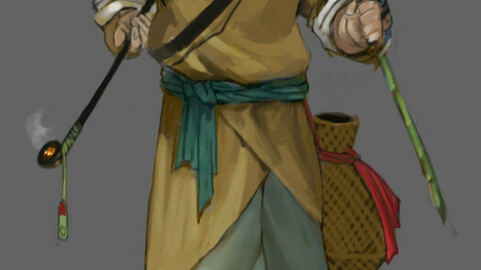 Low poly 3D characters-fishmonger