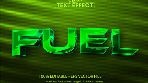 Fuel text, shiny green chrome color style editable text effect