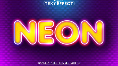 Neon text, neon style editable text effect