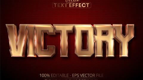 Victory text, luxury gold editable text effect on dark red textured background