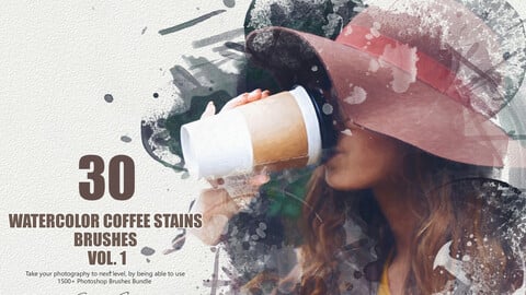 30 Watercolor Coffee Stains Brushes - Vol. 1