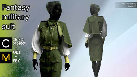 Fantasy military suit. Clo3D project, Marvelous Designer.