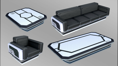 Sci-fi Furniture Set Coffee Low-Poly
