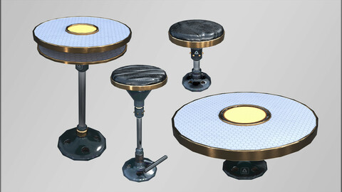 Sci-fi Bar Furniture Set Low-Poly