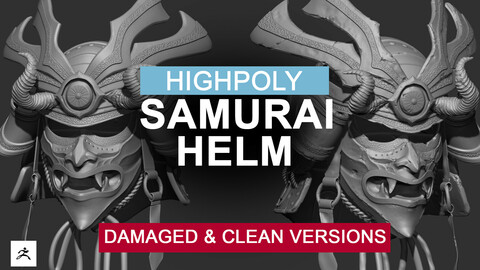 Samurai Helm Highpoly (clean & damaged)