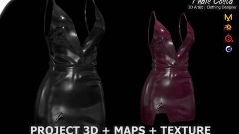 DRESS | MD, BLENDER, SP, C4D | PROJECT + MAPS + 9 TEXTURES | by THAIS COSTA