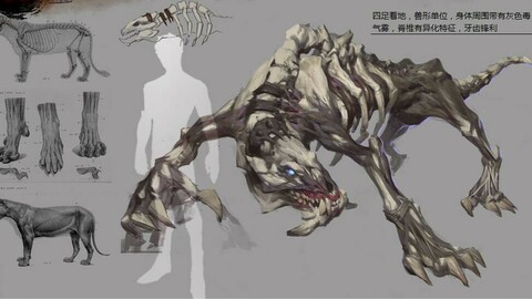 Low poly 3D Monster - Bones