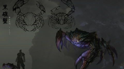 Low poly 3D Monster - Black reef crab