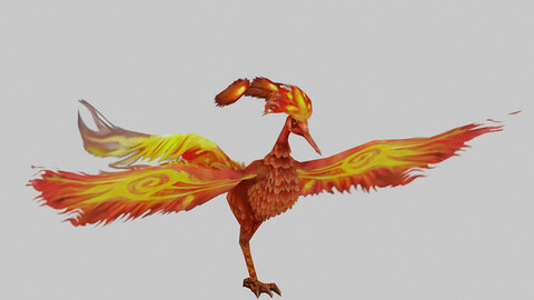 Low poly 3D Monster - Red Phoenix