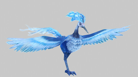 Low poly 3D Monster - Blue Phoenix