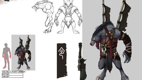 Low poly 3D Monster - Wolf Fine Flagman