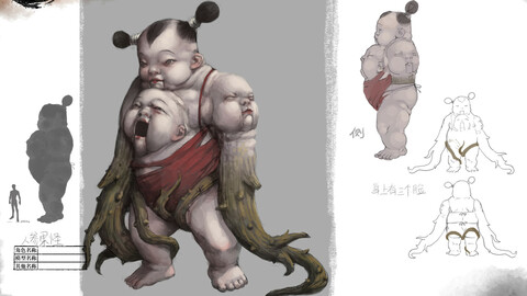 Low poly 3D Monster - Ginseng Fruit