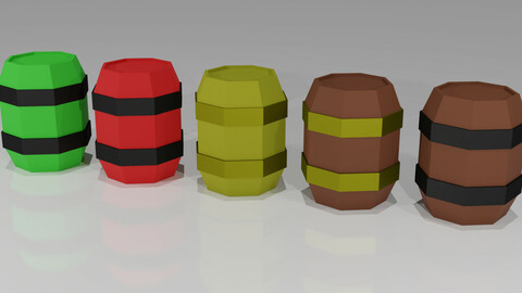 5 Simple Low-Poly Barrels