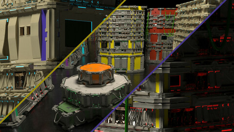 SCI FI Machinery and Crates 3D model SCI FI Machinery and Crates 3D model