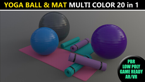 PBR Yoga Ball and Mat - Multi color Pack