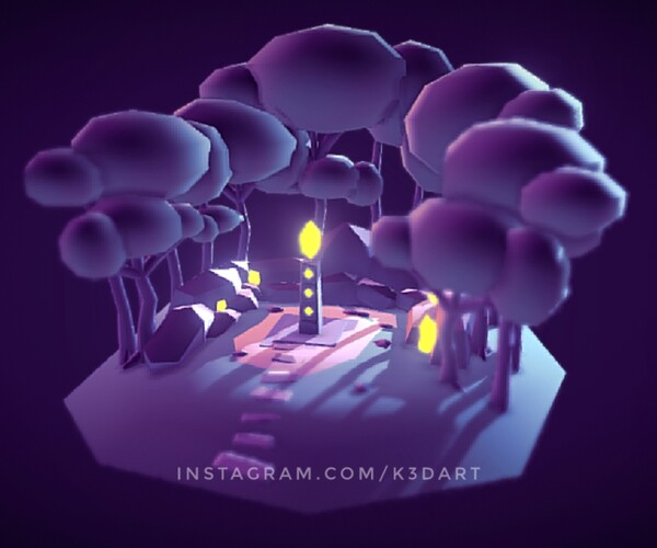 ArtStation Forest Temple Ruins Low poly game level Game Assets