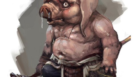 Low poly 3D Monster - The Piglet 01