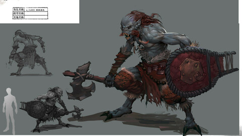 Low poly 3D Monster - Silver Rhino Shield Soldier