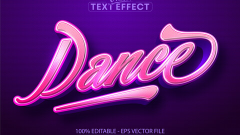 Dance text, calligraphic style editable text effect