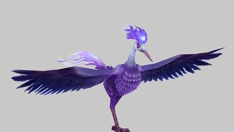Low poly 3D Monster - Purple Phoenix