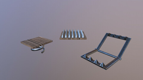 Low Poly Traps 3D Model