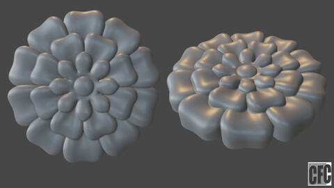 WoodCarving floral detail - 3d model for CNC - FlowerCFC24