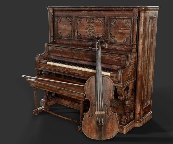 ArtStation Old Wooden PianoViolin Full Creation Process Tutorials