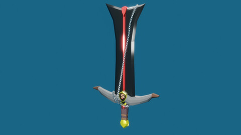 Low poly 3d claymore