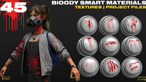 45 BLOOD Smart Materials , Stamps | Stencils [PBR Textures included]