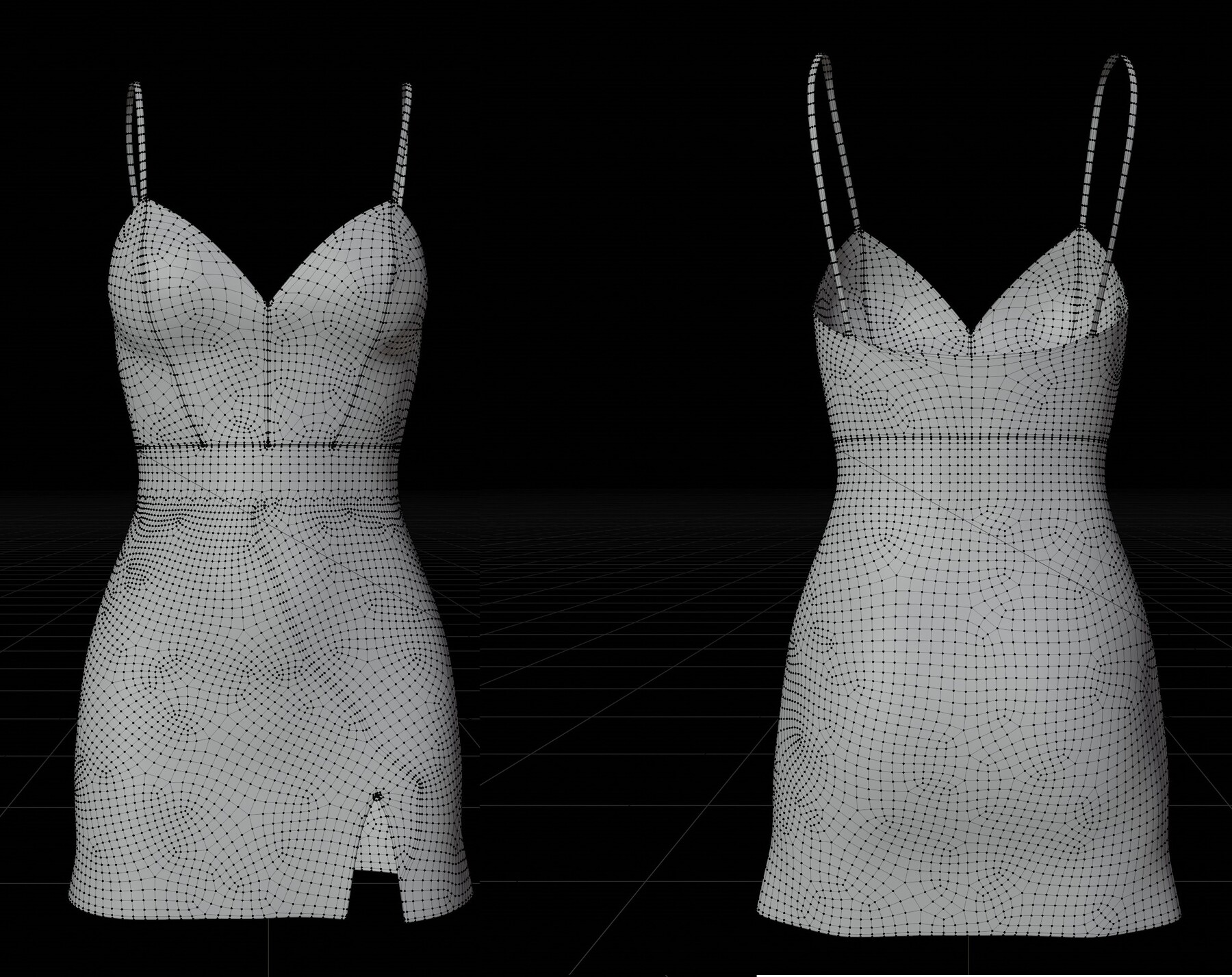 ArtStation - Silk Slip Dress with slit - satin cami nightgown 3D Model ...