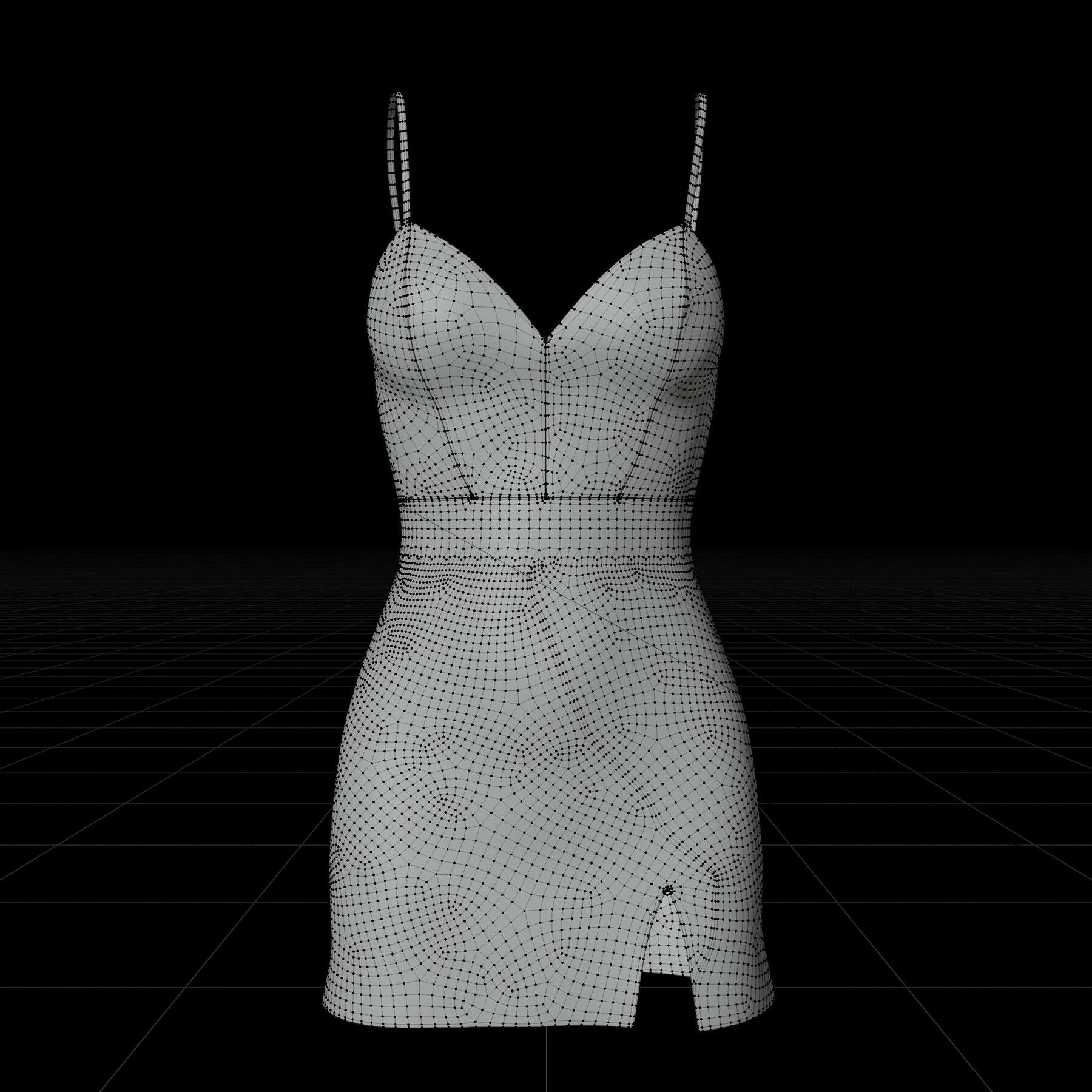 ArtStation - Silk Slip Dress with slit - satin cami nightgown 3D Model ...