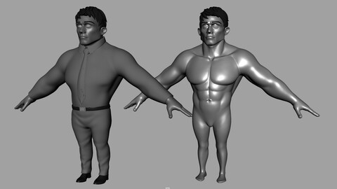 Cartoon Muscle man Fitness male basic model