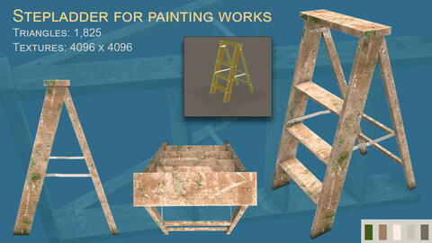 Wood stepladder for painting works
