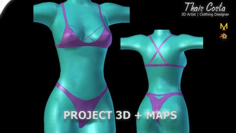 [FREE] LINGERIE | MD, BLENDER | PROJECT 3D + MAPS | by THAIS COSTA