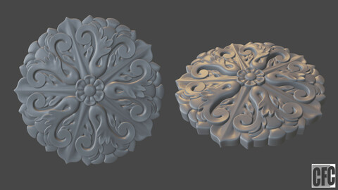 WoodCarving floral detail - 3d model for CNC - FlowerCFC25