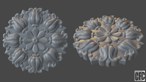 WoodCarving floral detail - 3d model for CNC - FlowerCFC26