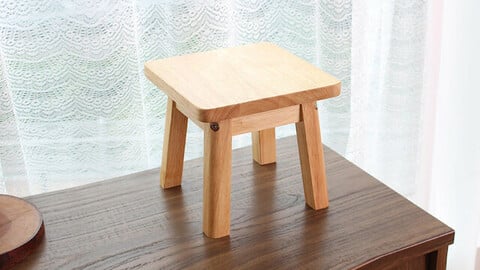 Wooden square mini stool