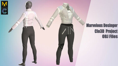 white jacket and pants (MD/Clo3D project + OBJ Files)