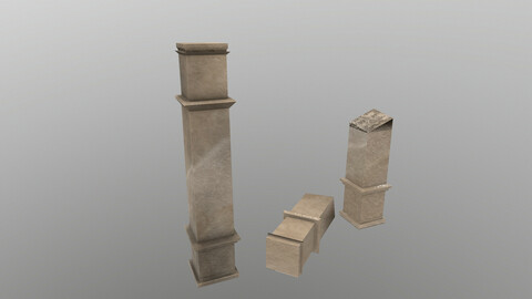 Low Poly Square Column 3D Model