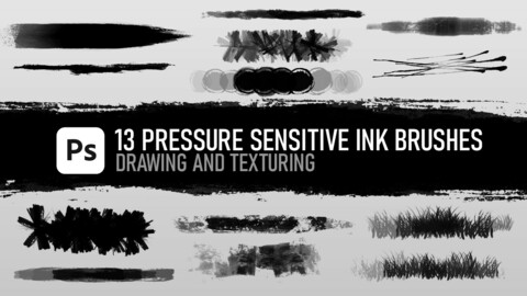 13 Abr ink style texturing and drawing Photoshop brushes for graphic tablets.