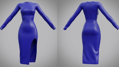 Female Slit dress - 3D clothing